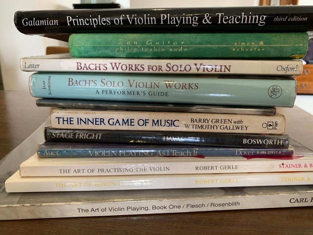 Violin pedagogy books Elaine reads to keep developing her teaching